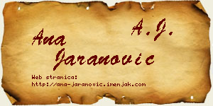 Ana Jaranović vizit kartica